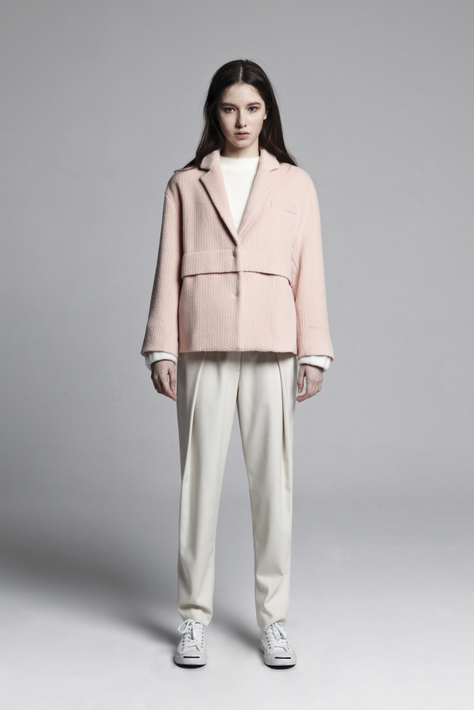 OVER FIT LAYERED COAT (LIGHT PINK)